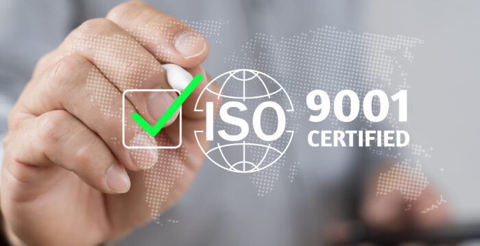 ISO 9001 Standard certification standardisation quality control concept, businessman choose ISO 9001 icons for certified and quality management of organizations.
