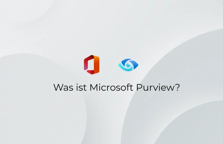 Microsoft Logo mit Überschrift: "Was ist Microsoft Purview"?