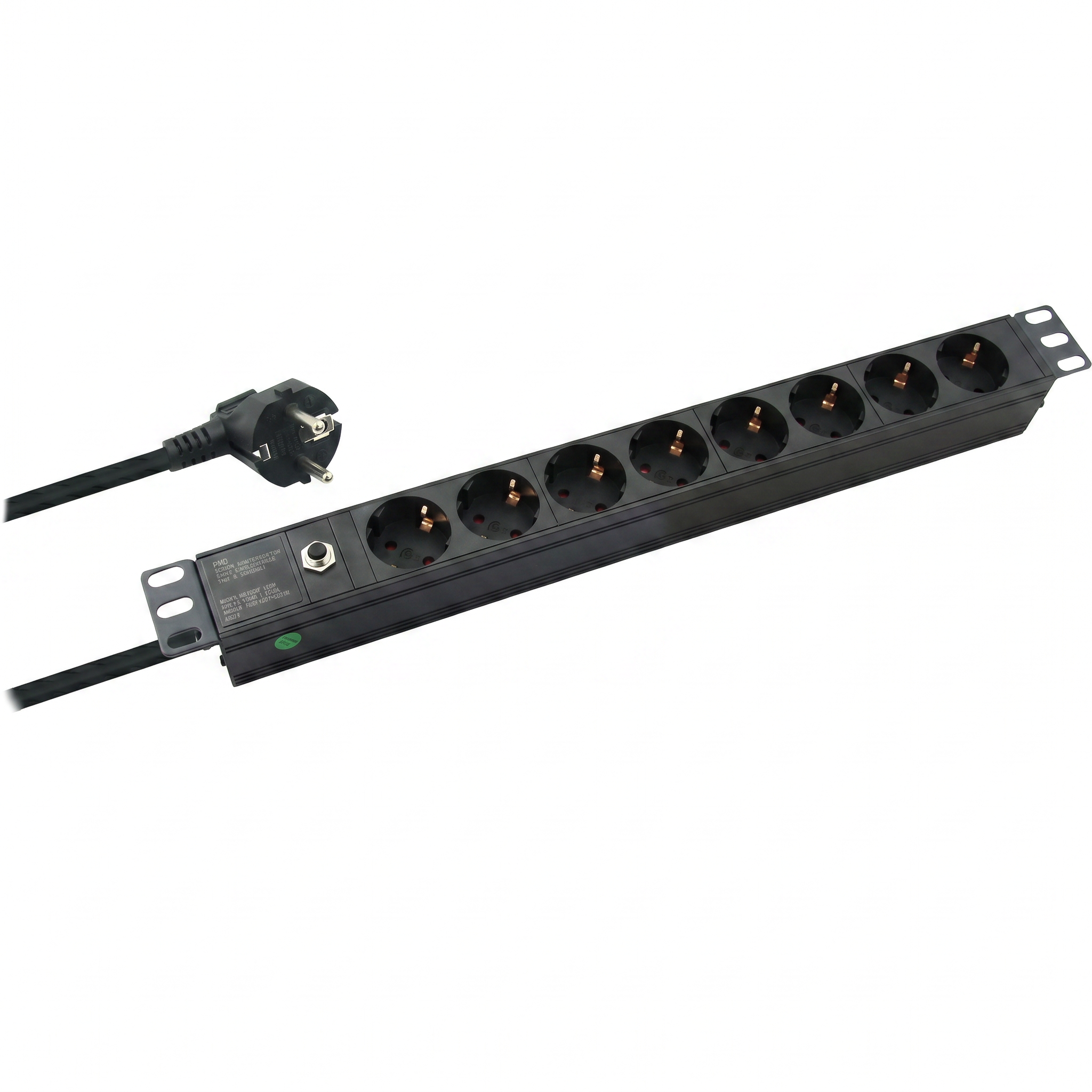 Helos 19" Steckdosenleiste Professional | 8-fach | 19" | 2,0 m | Schwarz